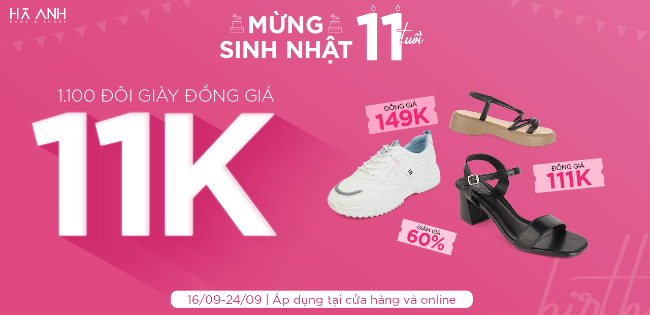MỪNG SINH NHẬT GIÀY HÀ ANH 11 TUỔI – 1.100 ĐÔI GIÀY ĐỒNG GIÁ 11K