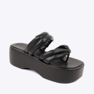 Dép bánh mì nữ quai kẹp mây phồng LT-2 đen