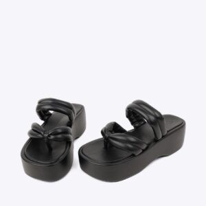 Dép bánh mì nữ quai kẹp mây phồng LT-2 đen