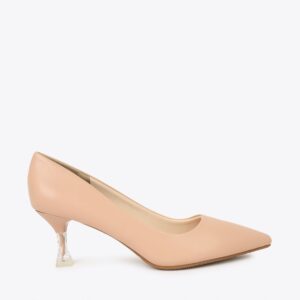 Giày cao gót nữ da trơn gót phối mica TH-2 hồng Giày cao gót nữ da trơn gót phối mica TH-2 hồng