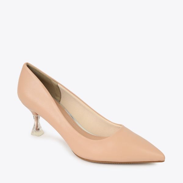 Giày cao gót nữ da trơn gót phối mica TH-2 hồng Giày cao gót nữ da trơn gót phối mica TH-2 hồng