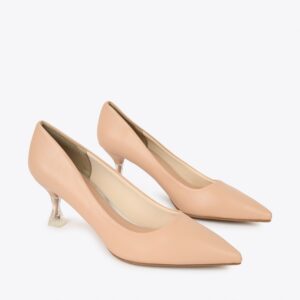 Giày cao gót nữ da trơn gót phối mica TH-2 hồng Giày cao gót nữ da trơn gót phối mica TH-2 hồng