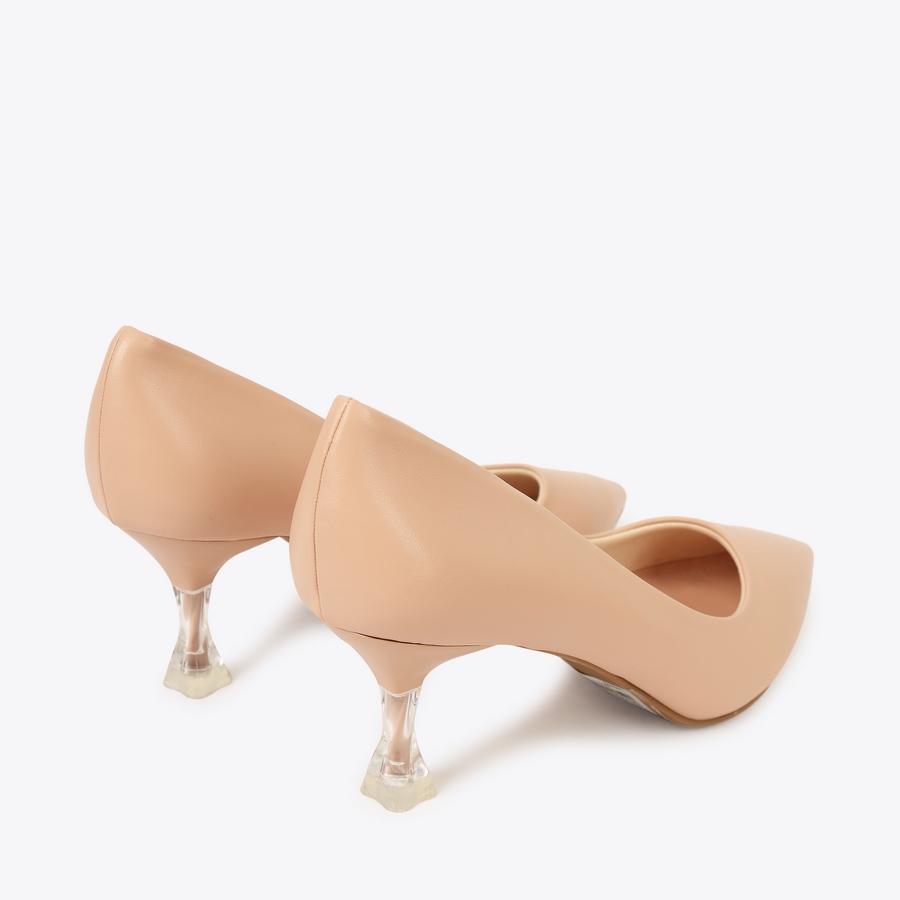 Giày cao gót nữ da trơn gót phối mica TH-2 hồng Giày cao gót nữ da trơn gót phối mica TH-2 hồng