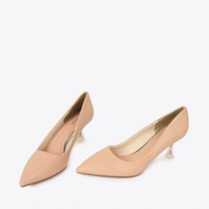 Giày cao gót nữ da trơn gót phối mica TH-2 hồng Giày cao gót nữ da trơn gót phối mica TH-2 hồng