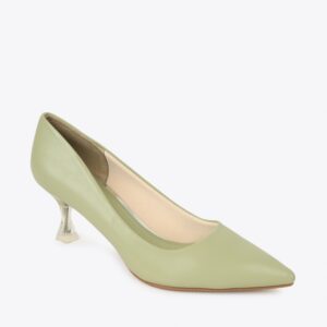 Giày cao gót nữ da trơn gót phối mica TH-2 xanh Giày cao gót nữ da trơn gót phối mica TH-2 xanh