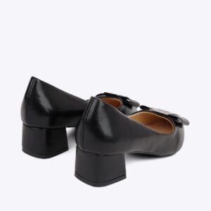 Giày công sở nữ da trơn phối khoá chữ G CP-18 đen