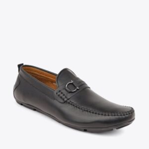 Giày mọi nam kiểu xỏ da trơn phối khoen AV-22 Đen