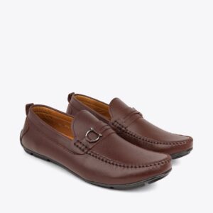 Giày mọi nam kiểu xỏ da trơn phối khoen AV-22 Nâu