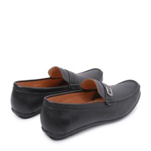 Giày mọi da dây ngang đính khoá BA-1 đen