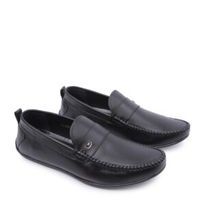 Giày mọi da trơn viền chỉ nổi VAM-29 đen