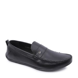 Giày mọi da trơn viền chỉ nổi VAM-29 đen