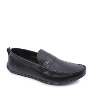 Giày mọi da trơn viền chỉ nổi VAM-29 đen