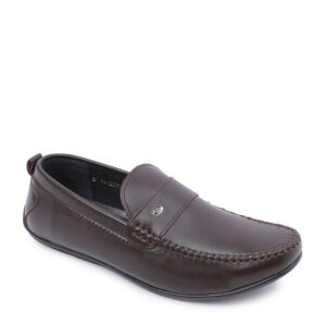 Giày mọi da trơn viền chỉ nổi VAM-29 nâu