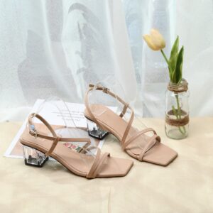 Sandal Cao Gót Nữ Mũi Vuông KP-15 Hồng