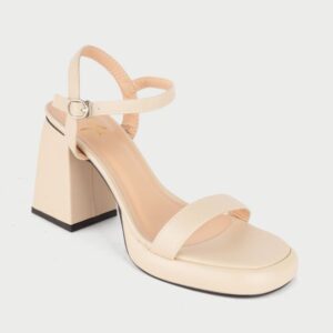 Sandal Cao Gót HA.56 Kem Trắng