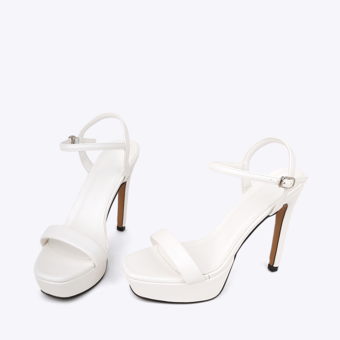 Sandal cao gót nữ đế đúp phối quai mảnh NH-8 trắng Sandal cao gót nữ đế đúp phối quai mảnh NH-8 trắng