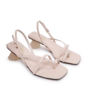 Sandal Cao Gót Xỏ Ngón KP-19 Kem