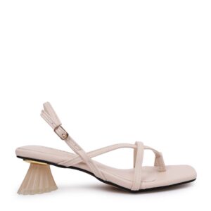 Sandal Cao Gót Xỏ Ngón KP-19 Kem