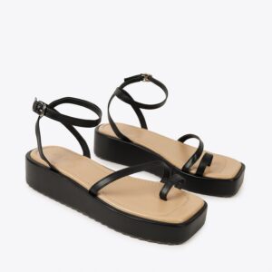 Sandal đế xuồng nữ xỏ ngón dây mảnh HG-25 đen