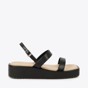Sandal đế xuồng nữ quai đôi phối dây gài HG-26 đen