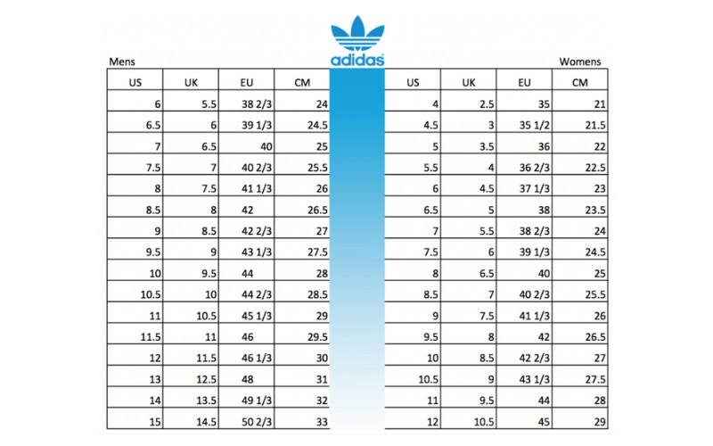 bảng chuyển đổi size giày chạy bộ adidas uk