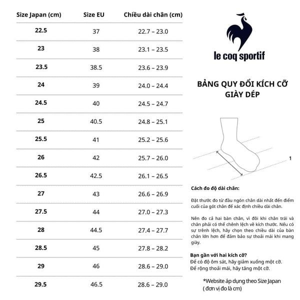 Bảng kích thước giày thể thao cho các nhân vật trong tình yêu BL chap 1