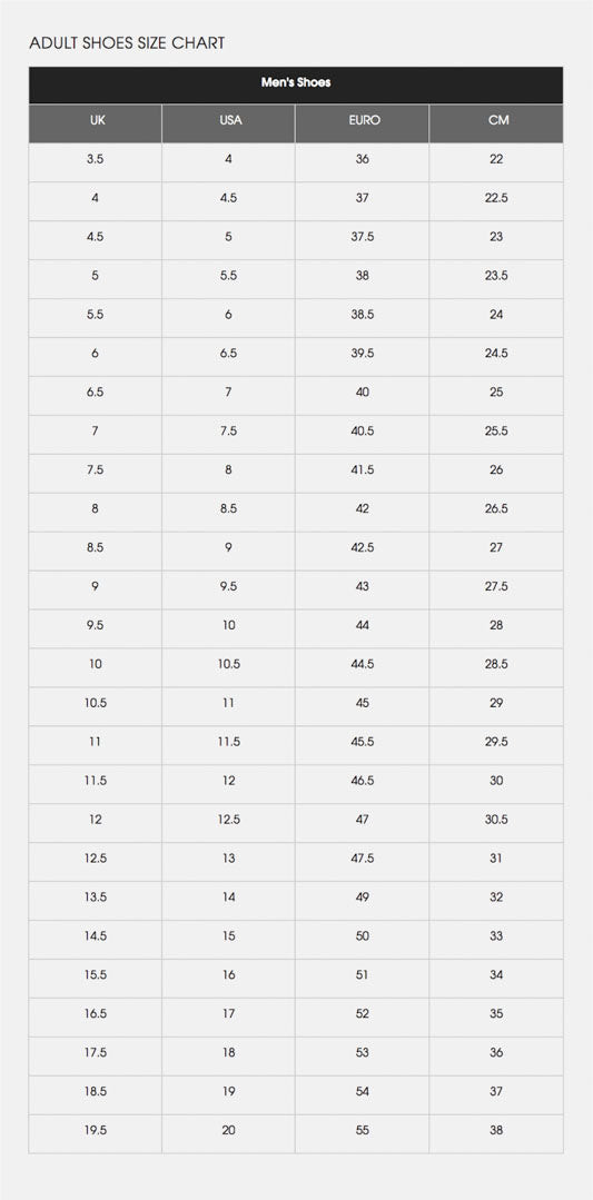 bảng quy đổi size giày new balance nam theo chuẩn quốc tế