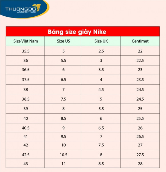 Bảng quy đổi size giày Nike, thương hiệu được ưa chuộng trên thị trường Trung Quốc