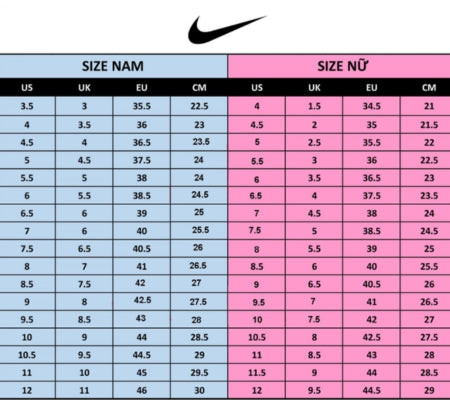 Bảng Size dép giày Nike
