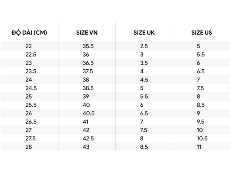 Bảng size giày chạy bộ Nike nữ chi tiết, hướng dẫn chọn kích cỡ chính xác
