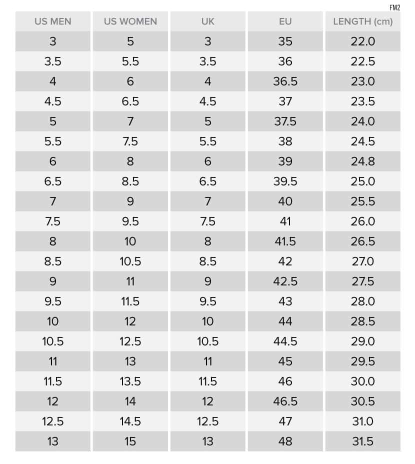 bảng size giày Converse cho chân 25.5 cm