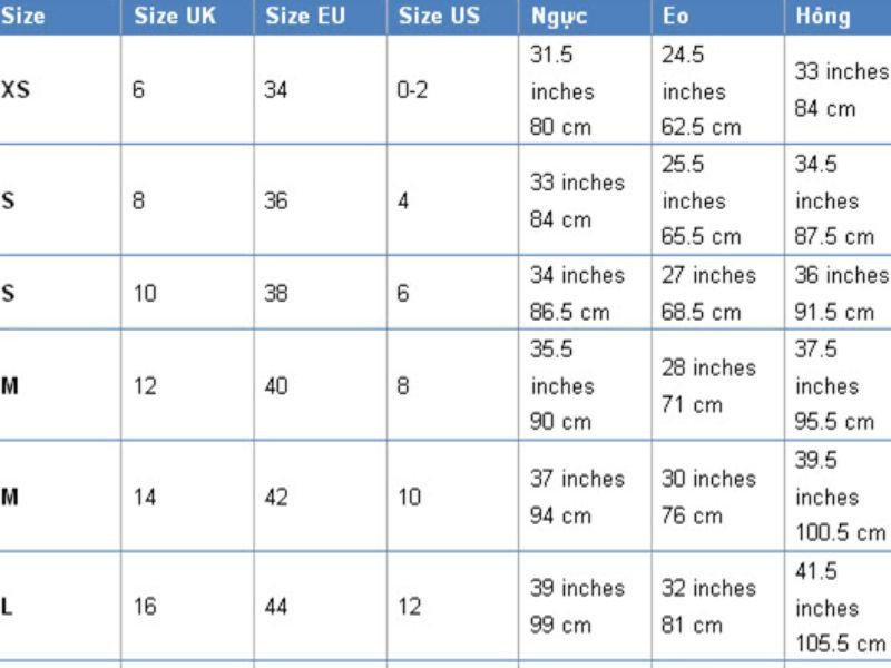 Bảng size quần áo nam quốc tế chi tiết, giúp bạn hiểu rõ size 8 US trong trang phục nam