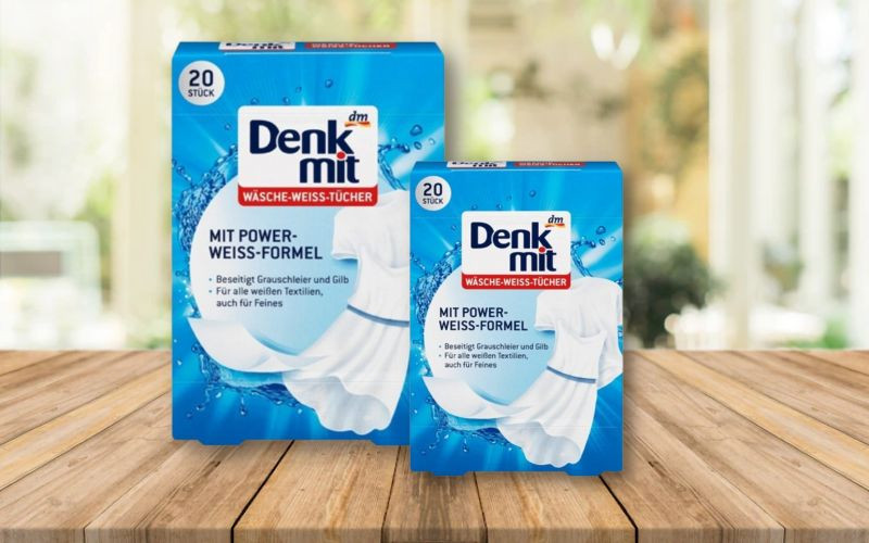Bao bì và thiết kế hộp giấy tẩy trắng Denkmit màu xanh dương