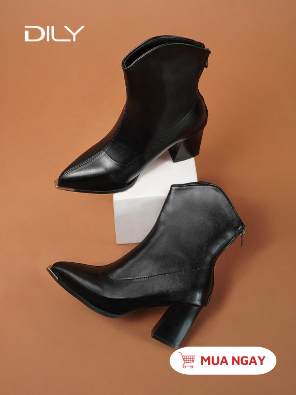 Boots cổ thấp màu đen thanh lịch, dễ dàng phối hợp mọi trang phục