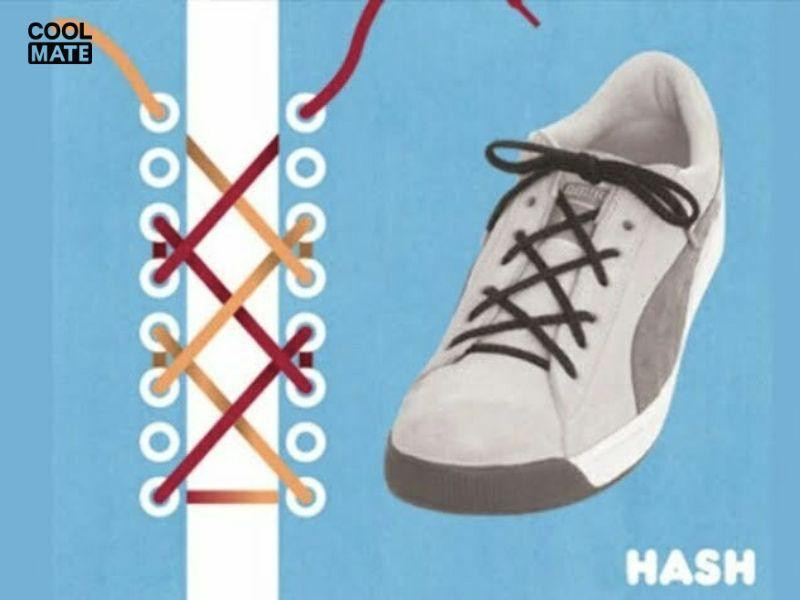 Buộc dây giày Jordan cổ thấp kiểu Hash, tạo họa tiết đan chéo phức tạp và cuốn hút