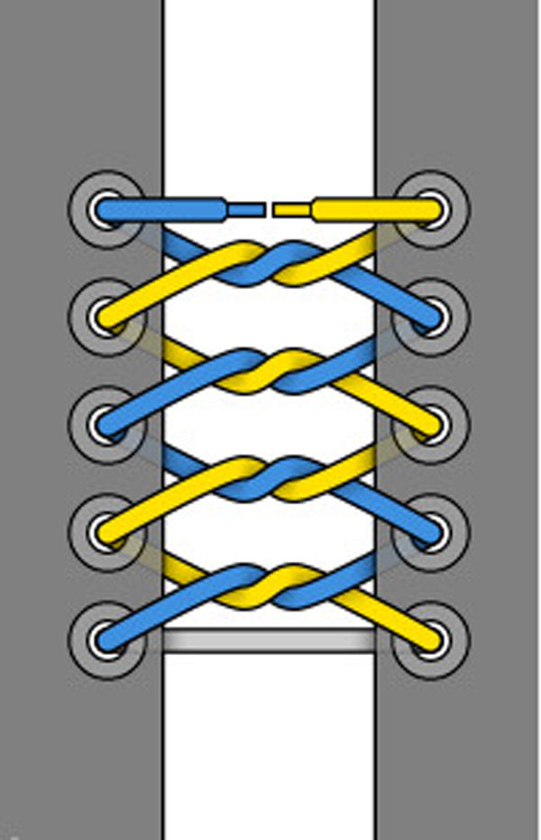 buộc dây giày thể thao 5 lỗ kiểu Knotted đơn giản
