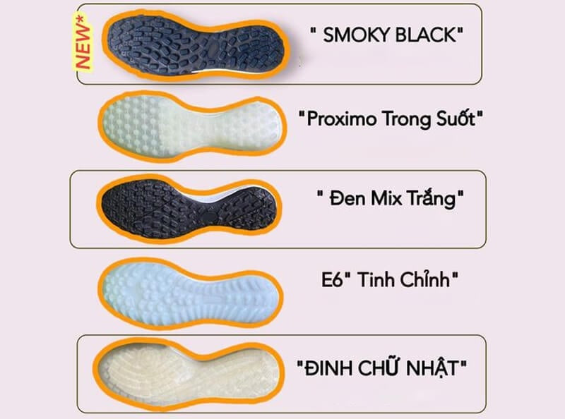 Các loại đế TF phổ biến được dùng để thay đế giày đá bóng