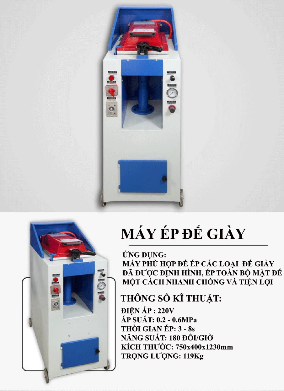 Cận cảnh chi tiết máy ép đế giày thể thao