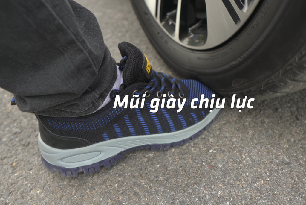 Cận cảnh mũi giày bảo hộ Kingsman Runner với lớp lót thép chống va đập