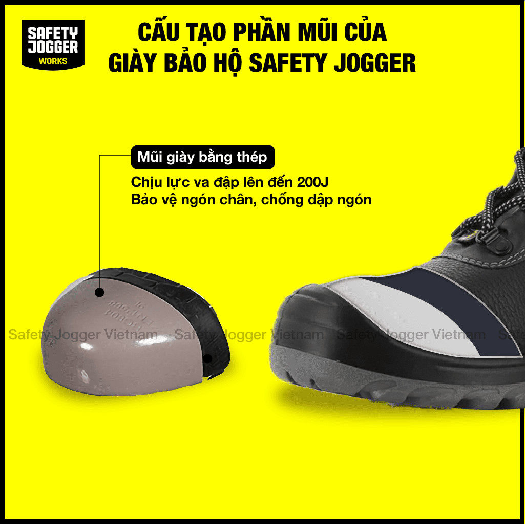 Cấu tạo mũi giày và đế giữa của giày bảo hộ Jogger Bestboy S3