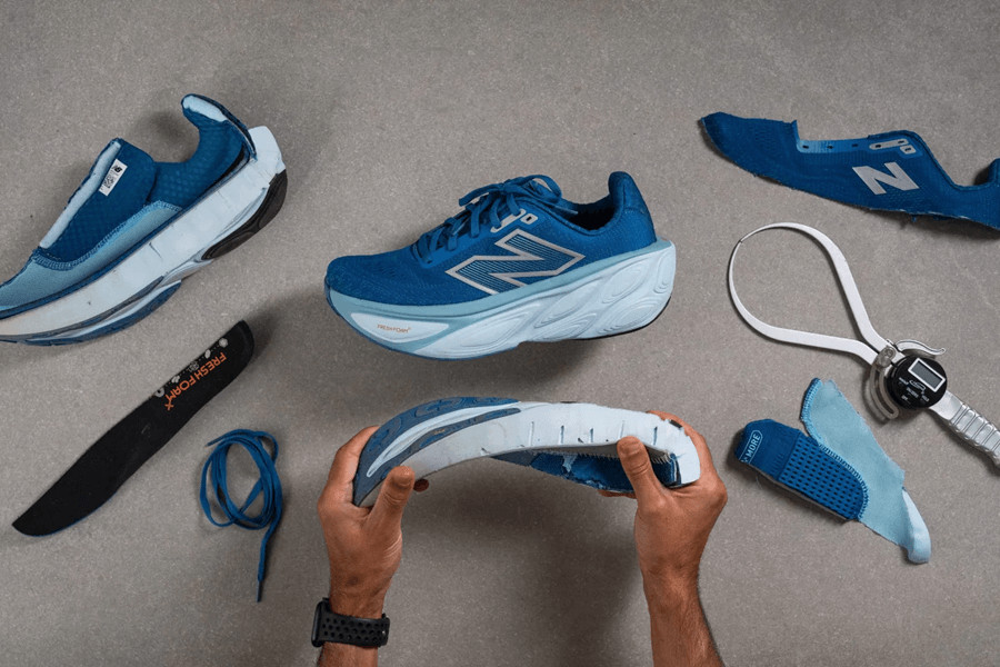 Cấu trúc chi tiết giày New Balance Fresh Foam X More v5 với lớp đệm Fresh Foam X