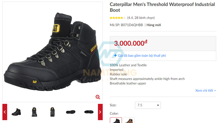 Chất lượng giày bảo hộ Caterpillar chính hãng