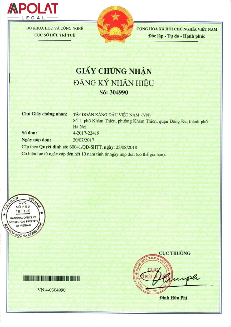 Chi tiết các thông tin trên giấy chứng nhận bảo hộ nhãn hiệu sản phẩm