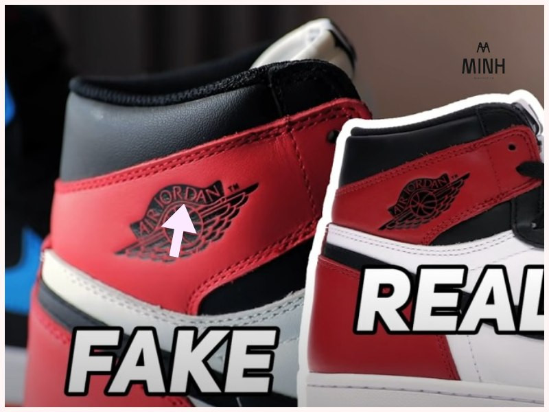 Chi tiết logo đôi cánh "Wings" trên giày Jordan chính hãng có chữ R và D nối liền