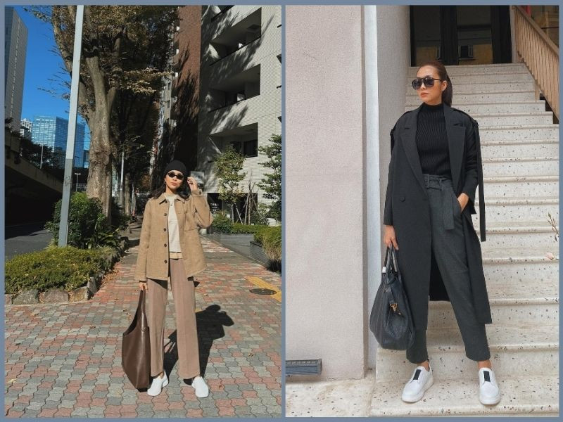Chọn phối áo blazer dáng dài hoặc ngắn cùng giày thể thao nữ