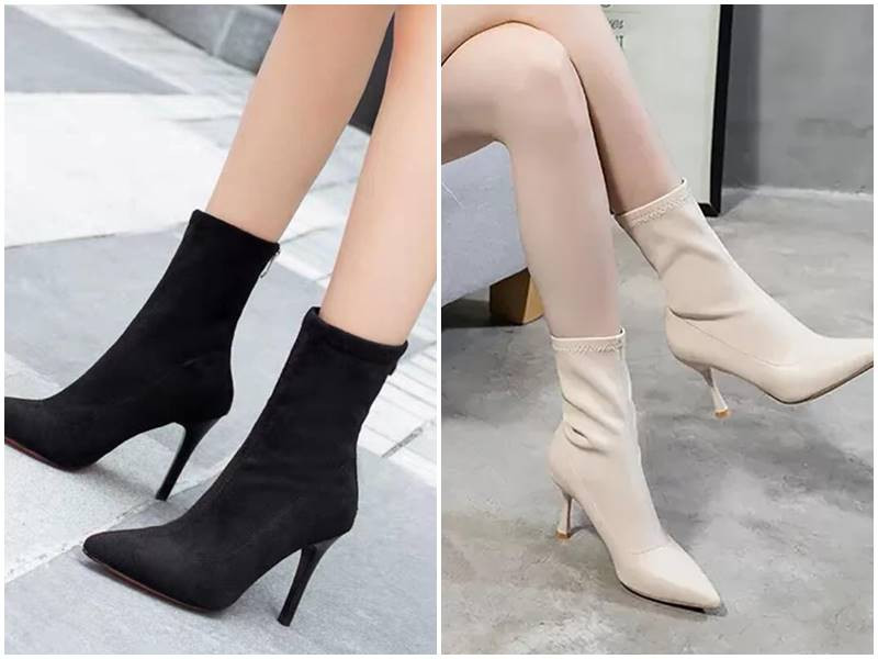 Cô gái mặc áo dài cách tân màu trắng thanh lịch kết hợp boots cao cổ đen sành điệu