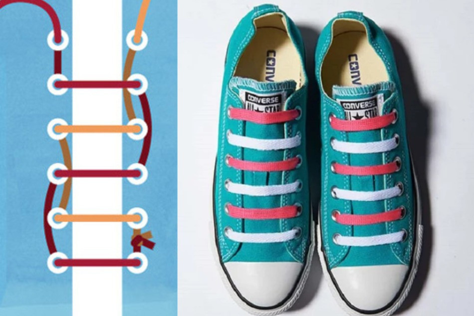 Đan xen hai màu dây giày làm nổi bật đôi sneaker