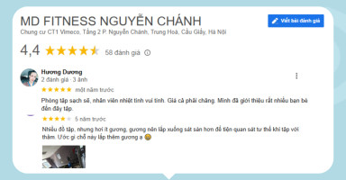 Đánh giá tích cực từ khách hàng về chất lượng phòng tập MD Fitness Cầu Giấy