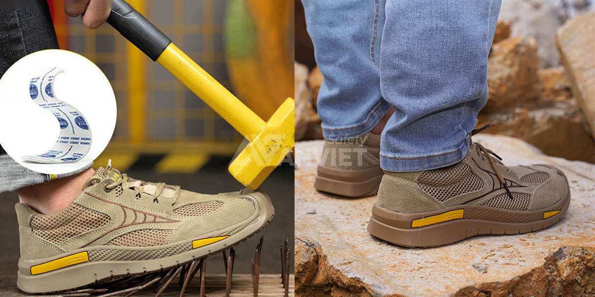 đế giày bảo hộ mũi thép có lớp lót Kevlar chống đâm xuyên