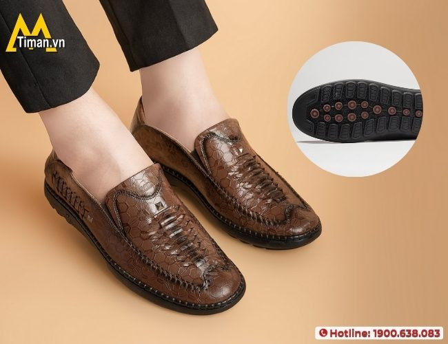 Đế giày lười nam da bò giá rẻ với thiết kế chống trơn trượt hiệu quả